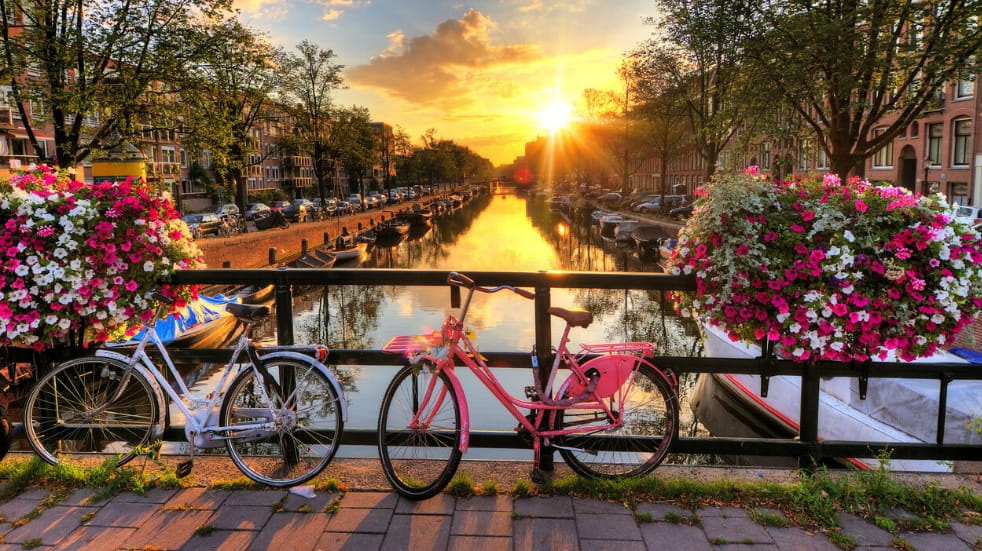 Amsterdam bicycles by canal